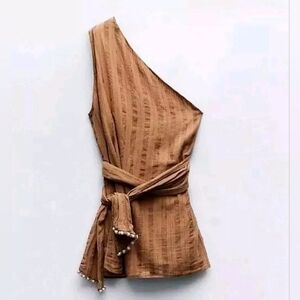Zara One Shoulder Beaded Top